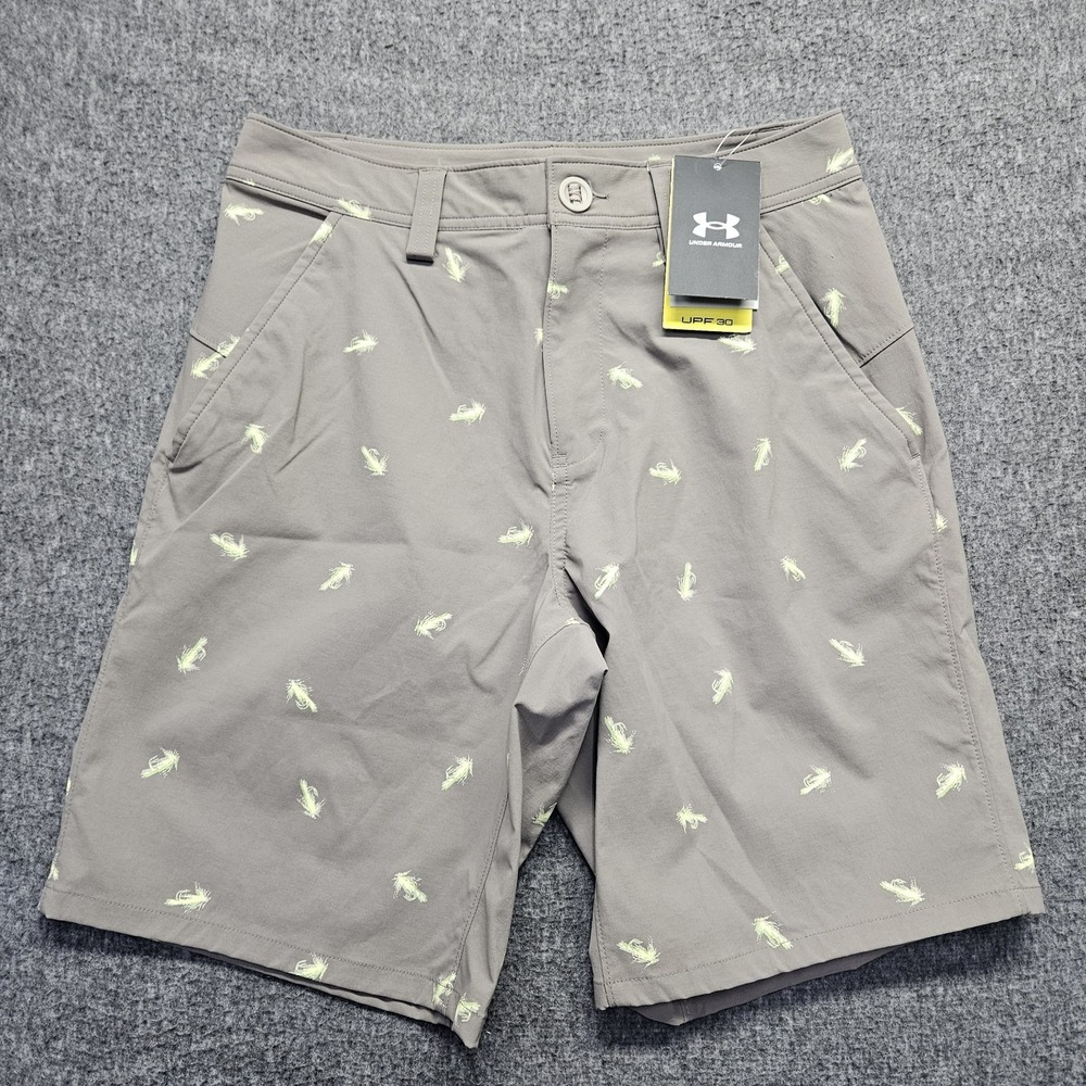 Under Armour 1383567 FISH HUNTER 2.0 Printed Fish Lure Taupe Casual Shorts 28